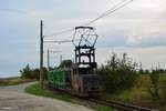 Ein Sodazug rumpelt über die 600Schmalspurstrecke zum Sodawerk.

Staßfurt 03.08.2017

