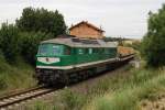 232 429 (V300 004) der Wismut mit G 66238 in Frankenau (23.07.2007)