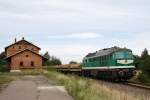 232 405 (V300 002) der Wismut mit G 66240 in Grobraunshain (23.07.2007)