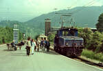 Im früheren Bahnhof Garmisch Zugspitzbahn rangiert Tallok 2 . Sommer 1984

