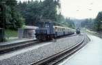 Bayerische Zugspitzbahn: Tallok mit Personenwagen Bahnhof Grainau-Badersee am 26.