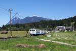 Wagen 213 der Zugspitzbahn am 17.08.2014 bei Grainau.