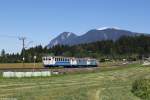 Wagen 213 der Zugspitzbahn am 17.08.2014 bei Grainau.