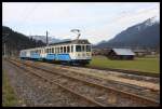 Elektrotriebwagen Beh 44309 erreicht hier am 24.03.2015 den Ortsrand von Garmisch - Partenkirchen.