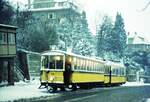 ZB Stuttgart 18-03-1975  Ein Zug fuhr noch : Von den vier verfügbaren Tw befand sich 101 in der Hw zur Modernisierung, 103 + 105 in der ZB-Werkstatt zur Reparatur.Insbesondere das Streusalz im