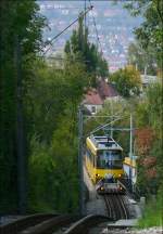 Die Stuttgarter Zahnradbahn unterhalb der Haltestelle Näglestraße.