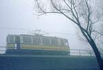 SSB ZB  TW 104 im Nebel auf der Brücke über die Neue Weinsteige 08-02-1975