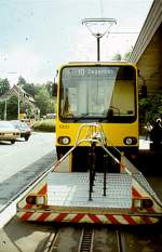 Die Fahrradwagen waren seinerzeit in einer der Radfahrerfeindlichsten Stdte Deutschlands schon eine Sensation. Wagen 1001 in Degerloch