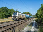 159 214-6 ist am 03.08.2022 mit einem Kesselzug in Vollmerz in Richtung Süden Unterwegs.
