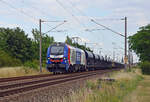 159 238 von BELog führte am 26.06.22 einen Schüttgutzug durch Greppin Richtung Dessau.