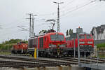 W�hrend 249 001 zum Tag der Schiene F�hrerstandsmitfahrten anbot, hatten 218 483 und 294 657 am 19.09.26 Wochenendruhe im Rbf Halle(S).