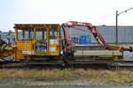 Ein Gleisbaufahrzeug TR 217 (99 86 9281 130-5) stand Anfang Juni 2018 unweit des Bahnhofes in Aalborg.