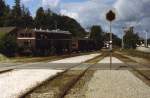 Mariager , die Ausfahrt der Museumseisenbahnstrecke nach Randers, Sommer 1999