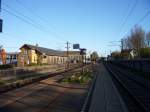 Bahnhof, Ejby, Fyn im Morgenlicht, nach Abriss der der Gterschuppen, 04.05 2010