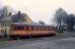 ØSJS (Østbanen): Bahnhof Rødvig. - Am 23. Dezember 1975 steht ein MB, ein Triebwagen schwedischer Bauart, abgestellt in Rødvig. 