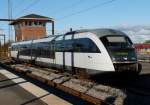 Am 16.10.2010 wartet in Odense der DSB MQ 4115 Triebwagen auf die Abfahrt nach Svendborg