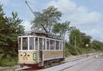 Sporvejsmuseet Skjoldenæsholm / Dänisches Straßenbahnmuseum Skjoldenæsholm im Juni 1985: Am Aufnahmetag verkehrte der Kopenhagener Tw 275 (Hersteller: Scandia, Bj: 1907, aus dem