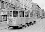 København / Kopenhagen Københavns Sporveje SL 7 (Tw 600) København K, Frederiksborggade / Nørre Farimagsgade im April 1969.