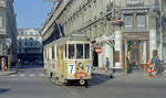 København / Kopenhagen Københavns Sporveje SL 7 (E-Wagen; Tw 598) København K, Stadtzentrum, Hovedvagtsgade / Kongens Nytorv am 17.