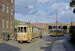 København / Kopenhagen Københavns Sporveje SL 2 (Tw 522 + Bw 15**) København S, Sundbyøster, Sundby Remise (: Straßenbahnbetriebsbahnhof Sundby) am 24. September 1969. - Scan eines Farbnegativs. Film: Kodak Kodacolor X.