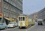 København / Kopenhagen Københavns Sporveje SL 7 (Tw 605 + Bw 15**) København N, Nørrebro, Hyltebro am 25. September 1969. - Scan eines Farbnegativs. Film: Kodak Kodacolor X. 