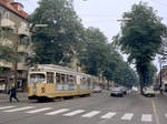 København / Kopenhagen Københavns Sporveje SL 5 (DÜWAG/Kiepe-GT6 897) Brønshøj, Frederikssundsvej / Veksøvej am 26. Juni 1971. - Scan eines Farbnegativs. Film: Kodak Kodacolor X.