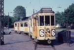 København / Kopenhagen Københavns Sporveje (KS) SL 6 (Tw 574 + Bw 15xx) København Ø, Østerbro, Hans Knudsens Plads im Juni 1968.