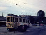 København / Kopenhagen Københavns Sporveje (KS) SL 6 (Großraumtriebwagen 573) København Ø, Østerbro, Hans Knudsens Plads im August 1968.