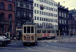 København / Kopenhagen Københavns Sporveje (KS) SL 5 (Großraumtriebwagen 575) København K, Nørre Voldgade / Frederiksborggade / Nørreport station im März 1970.