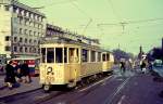 Kbenhavn / Kopenhagen Kbenhavns Sporveje (KS): Ein Zug der SL 16 (bestehend aus dem Grossraumtriebwagen 520 und einem entsprechenden Beiwagen) erreicht auf seiner Fahrt von Emdrupvej nach Valby