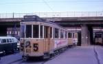 København / Kopenhagen KS SL 5 (Tw 611) Nørrebro station (: S-Bahnhof Nørrebro) im April 1969.