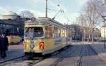 København / Kopenhagen Københavns Sporveje SL 2 (DÜWAG-GT6 855) Christiansborg Slotsplads / Holmens Bro im November 1967.