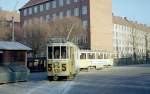 København / Kopenhagen Københavns Sporveje SL 5 (Tw 531 + Bw 15xx) Betriebshof Sundby im Dezember 1968.