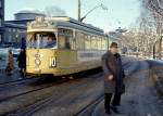 København / Kopenhagen Københavns Sporveje SL 10 (DÜWAG-GT6 875) Christiansborg Slotsplads / Holmens Bro im Dezember 1967.