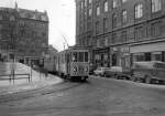 København / Kopenhagen Københavns Sporveje SL 3 (Tw 571 + Bw 15xx) Østerbro, Melchiors Plads im Februar 1968.