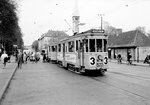 København / Kopenhagen Københavns Sporveje SL 3 (Tw 522 + Bw 15xx) Vesterbro, Enghave Plads im April 1968.