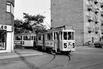 København / Kopenhagen Københavns Sporveje im Juni 1968: Über eine Betriebsstrecke auf der Kretavej zwischen den Straßen Backersvej (auf der Stammstrecke der SL 5) und