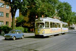 København / Kopenhagen SL 10 (DÜWAG-GT6 856) Emdrup, København NV, Frederiksborgvej im Juni 1968. - Scan von einem Farbnegativ. Film: Kodacolor X.