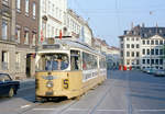 København / Kopenhagen Københavns Sporveje SL 5 (DÜWAG/Kiepe-GT6 879) København K, Zentrum, Nytorv (: Neuer Markt) am 5.