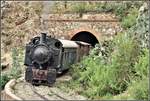 Eritrean Railways steamtrain special zwischen Lessa und Arbaroba weitab von jeder Siedlung.Die Tunnelreiche Strecke am steil abfallenden Berghang ist teilweise schwindelerregend.