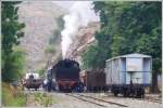 In Baresa gibts wieder eine lngere Verschnaufpause fr die betagten Mallets 442.55 und 442.54 und eine weitere Begenung mit einem Schienen LKW. (29.10.2008)