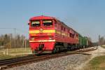2TE116-1442 mit Gterzug in Vastse Kunste (04.05.2013)