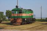 Eisenbahnmuseum Haapsalu am 11.6.2011  Diese ausgestellte Diesellok stammt aus ungarischer Produktion  und trgt die Bezeichnung VME 1-116, Baujahr 1961.