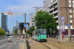 Straßenbahn Tatra KT4D #147 der Linie 2 am 14.07.2021, Tartu maantee, Tallinn.