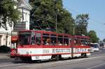 Estland / Straßenbahn Tallinn: KT4D - Wagen 163 (ehemals Erfurt) unterwegs als Linie 1. Aufgenommen im Juli 2013 an der Haltestelle  Mere puiestee  in der Stadtmitte von Tallinn. 