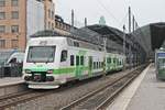 Nachschuss auf Sm4 6319, als dieser am Morgen des 08.07.2019 als Leerzug auf Gleis 6 in den Hauptbahnhof von Helsinki einfuhr.