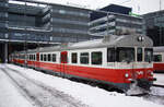 Finnish unit VR Sm2, car 6087, Train E to Kauklahti, Helsinki Central Station, Line E waiting for departure to Kauklahti, 11 Feb 2012.