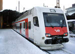 Finnish unit VR Sm4, car 6312, FI-VR 9410 6004012-3, Helsinki Central Station, 09 Feb 2012.