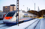 Karelian Train Class Sm6, Allegro, car No. 7752, MC2, KT FI 94 10 3890002-8, Helsinki Central Station, train waiting for departure to Sankt Petersburg via Vyborg, 09 Feb 2012.