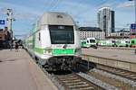 Blick auf den VR IC-Steuerwagen 28626, als dieser am Nachmittag des 10.07.2019 zusammen mit der Sr2 3233 am Zugschluss als IC 24 (Oulu - Helsinki) auf Gleis 1 im Bahnhof von Tampere stand und auf die